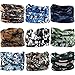 9PCS Headwear, Headband Scarf Bandanna Headwrap Mask Neckwarmer & More 12-in-1 Multifunctional Stretchable Sport & Casual (9PC.Camouflage New Series.3)