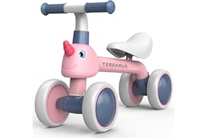 TERRAMUS Baby Balance Bike for 1 Year Old Gifts Boys Girls - Toys for 12-24 Month Toddler Balance Bike, No Pedal 4 Wheels Infant Baby Walker Pre-School First Riding Bike, Best First Birthday Gifts