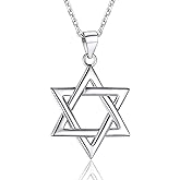 U7 Star of David Necklace for Men Women Gold/Stainless Steel Hexagon Pendant with Cross/Ruby Stone/Classic Jewish Isael Necklaces, Length 22" 24" 26"