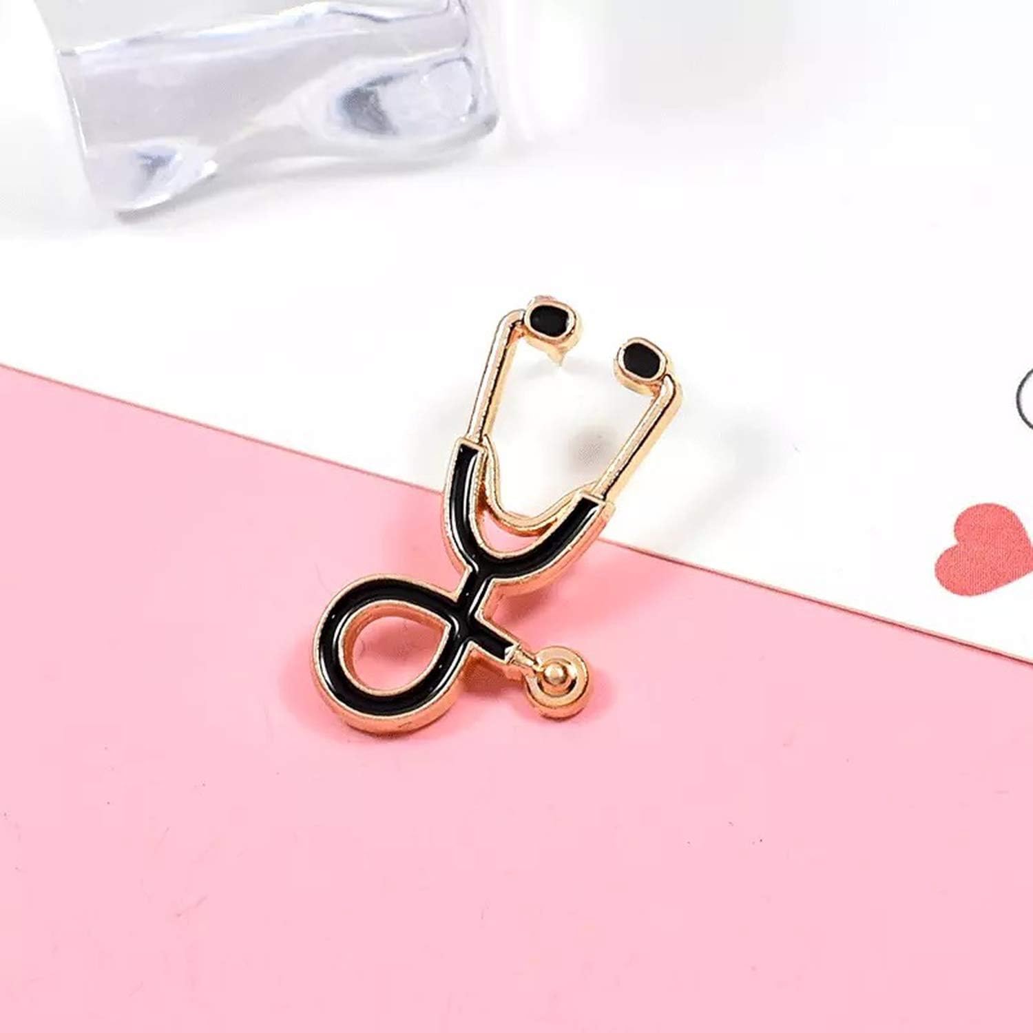 Hahapo 2 Style Brooches Doctor Nurse Stethoscope Brooch Medical Jewelry Enamel Pin Denim Jackets Collar Badge Button,Gold