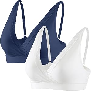 Topwhere Lace Cotton Sleep Bras for Women, Maternity Nursing Bras, Pregnancy Support Bra with Adjustable Straps