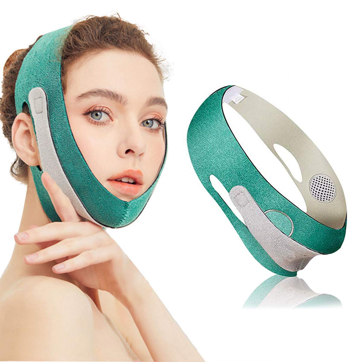 Face Slimming Strap, Facial Weight Lose Device Double Chin Lifting Belt, V Line Face Lifting Belt Double Chin Reducer, for Anti Wrinkle Anti Aging Breathable Face Shaper Band (Green)
