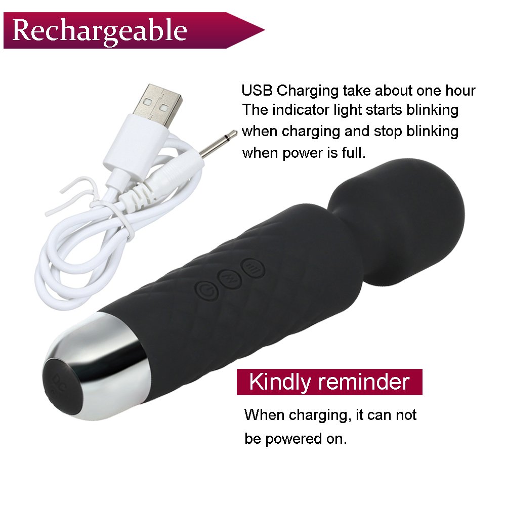 Clitoral Vibrator for Women Mini 20 Vibration Patterns + 8 Speeds Rechargeable Powerful Clitoris Stimulator Wand Massager Adult Sex Toys - Wireless & Waterproof (Black)