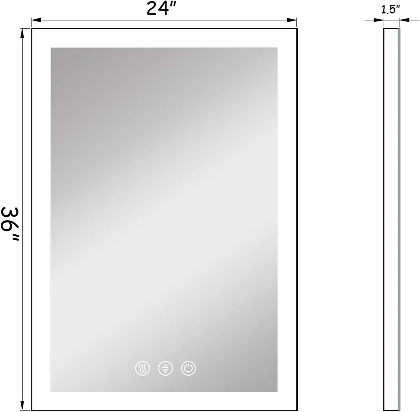 D'amour 24X36 Inch Horizontal&Vertical Wall Mounted LED Lighted Bathroom Mirror, Led Backlit Mirror with Dimmable&Defogger Touch Button, Mirror Lights Color Adjustable, CRI 90, ETL, UL Listed: Furniture & Decor