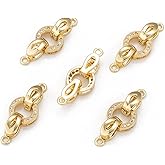LiQunSweet 5 Sets Oval Shape Brass Micro Pave Cubic Zirconia Fold Over Clasps Ellipse Folding Extender Clasp for Bracelet Necklace Anklets DIY Jewelry Making Earrings Connector-25.5mm