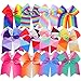 Myamy 7.5 in Large Rainbow Cheer Hair Bows Cheerleading Elastic Pony Tail For Teens Girls Kids 12pcs