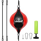 Double End Bag, Boxing Speed Bag with Adjustable Elastic Cords, PU Leather Punching Bag for Adults Kids Fitness Training
