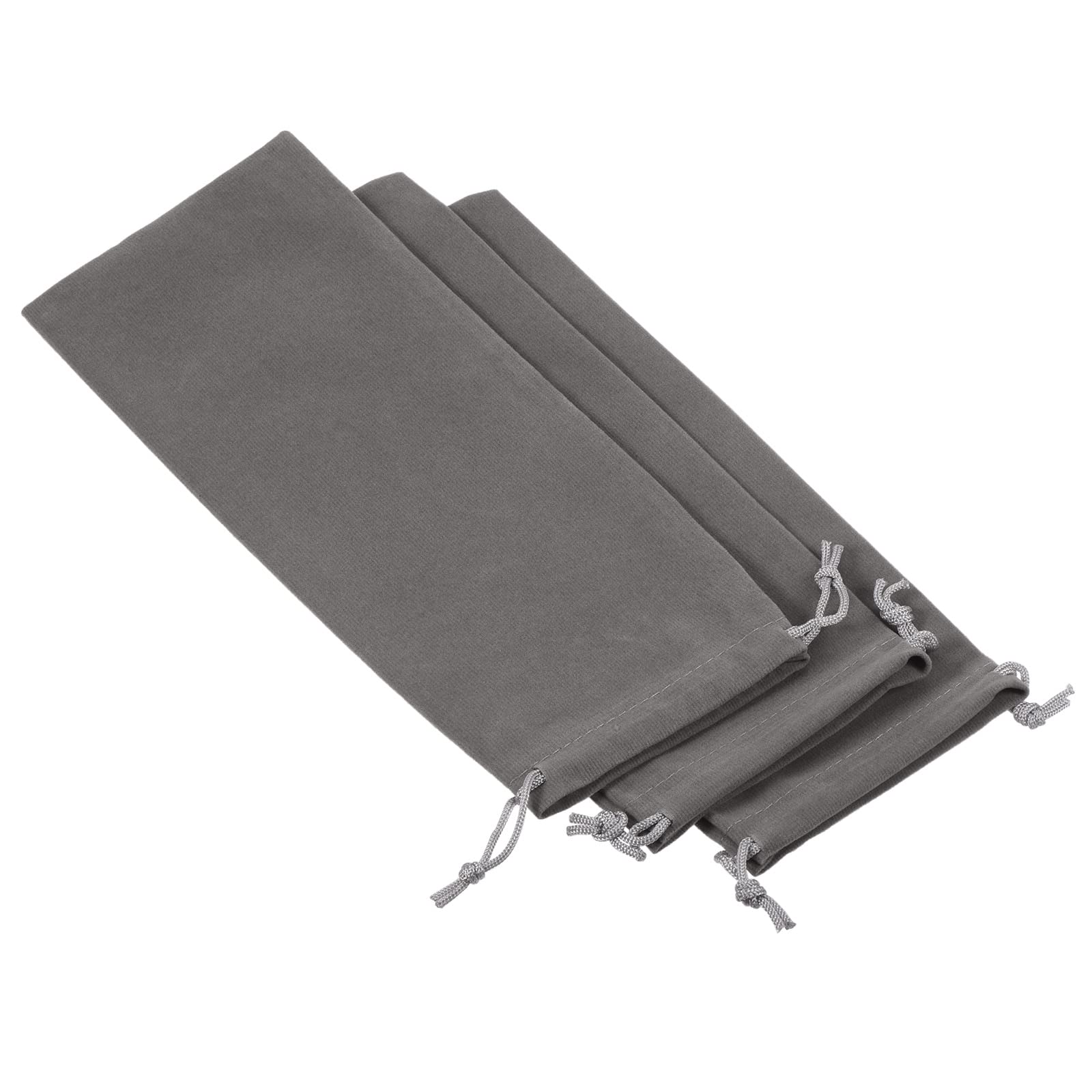 PATIKIL 25x10cm Microfiber Pouch, 3Pcs Soft Storage Drawstring Gift Bag for Glasses Wedding, Gray