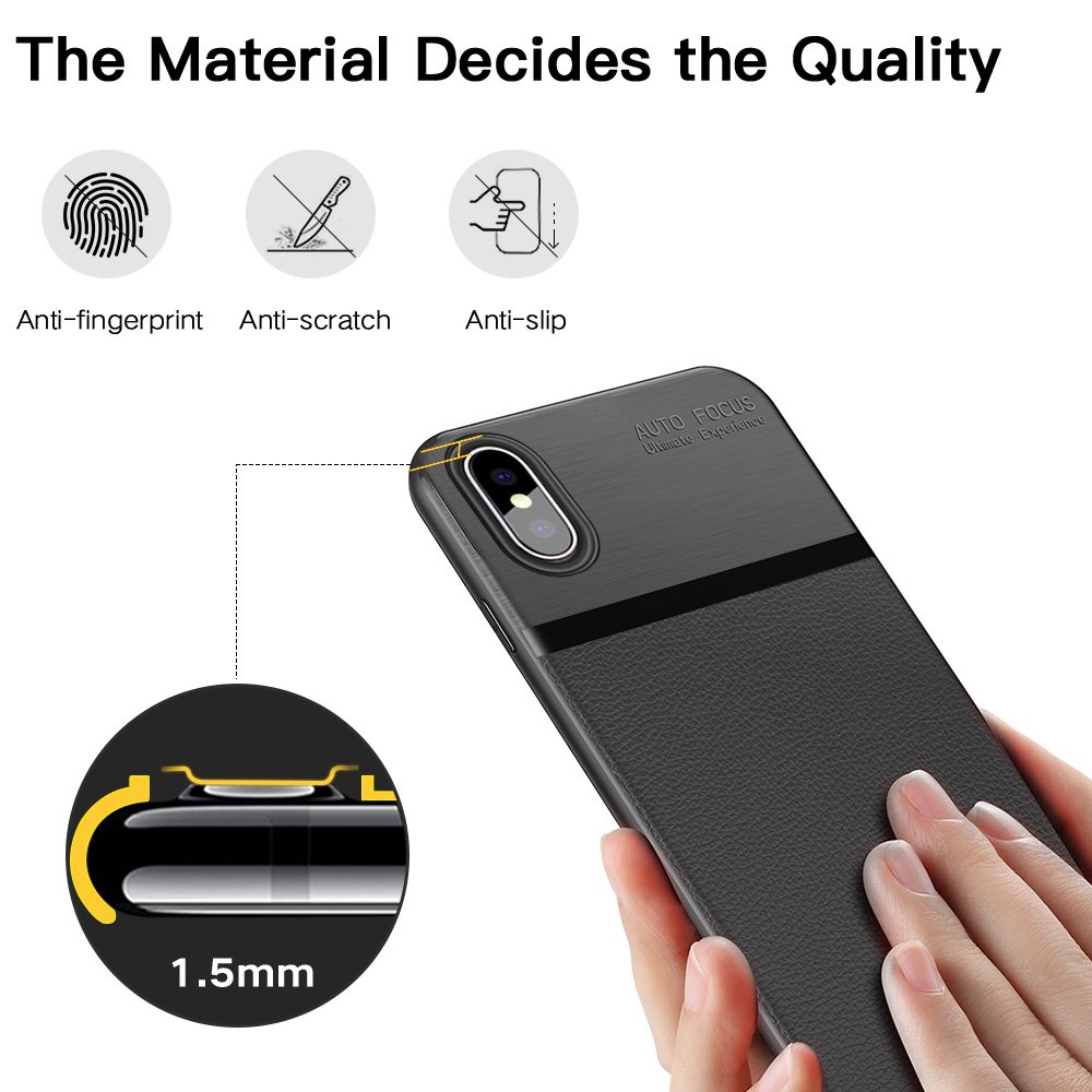 iPhone X Case, iPhone 10 Case, JASBON Soft TPU Brushed Carbon Fiber Phone Case Ultra Thin Breathable Cover Shockproof Protective Case for Apple iPhone X-Black