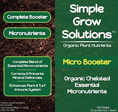 Pure Organic Micronutrient Booster- Complete Plant & Turf Nutrients- Simple Grow Solutions- Natural Garden & Lawn Fertilizer- Grower, Gardener- Liquid Food for Grass, Tomatoes, Flowers, Vegetables