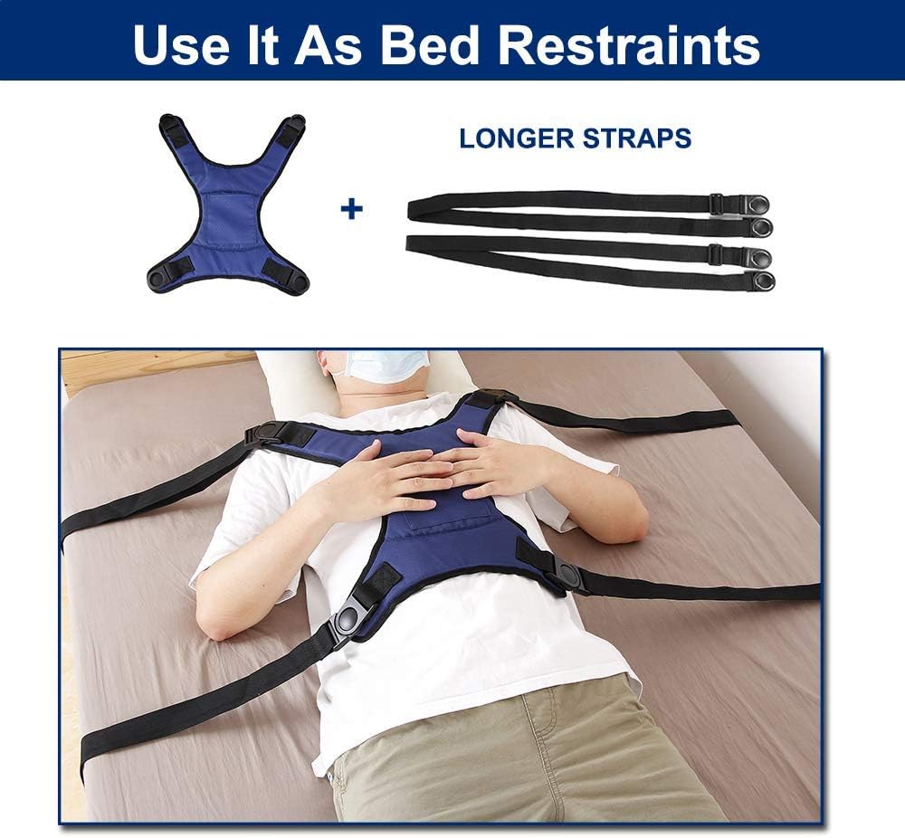 Wheelchair Seat Belt Bed Restraints Safety for Elderly Wheelchair Harness Adult Seatbelt Medical Hospital Straps Vest Soft Chest Lap Buddy Chairs Seniors Disable Patients Prevent Sliding: Furniture & Decor