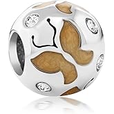Gem Stone King 925 Sterling Silver European Style Butterfly Design Bracelet For Women Bead Charm