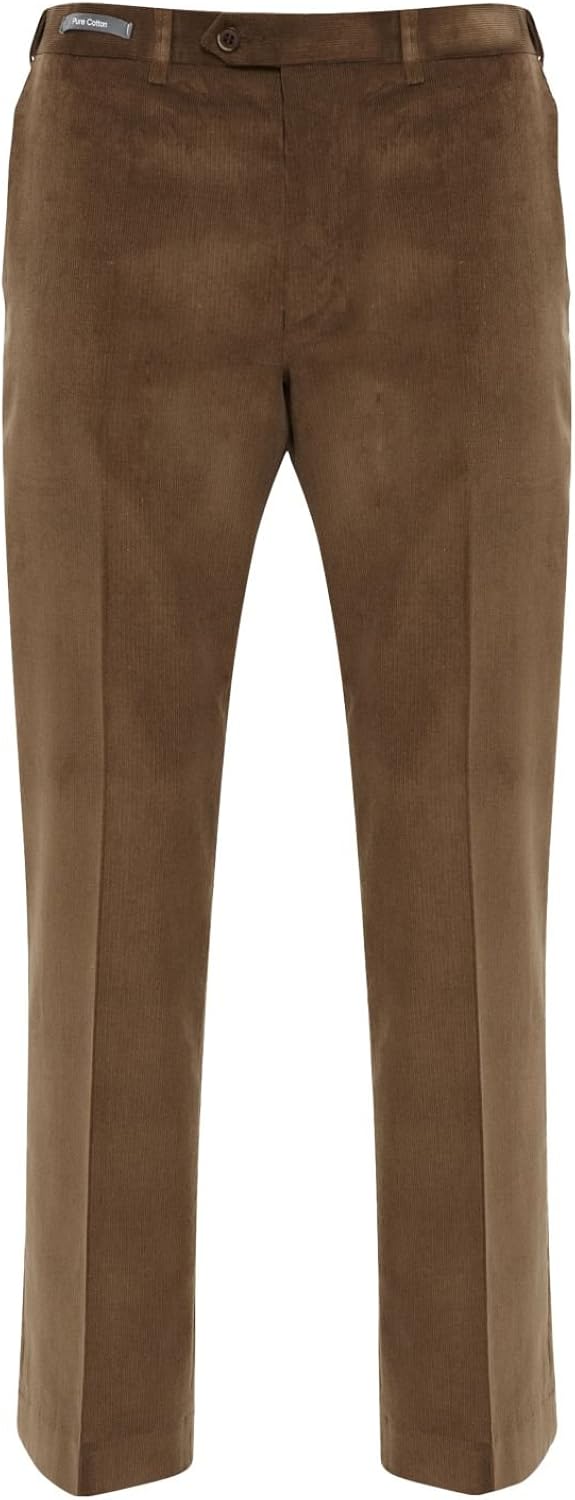 Ex M&S Men's Camel Pure Cotton Active Waist Flat Front Fine Ribbed