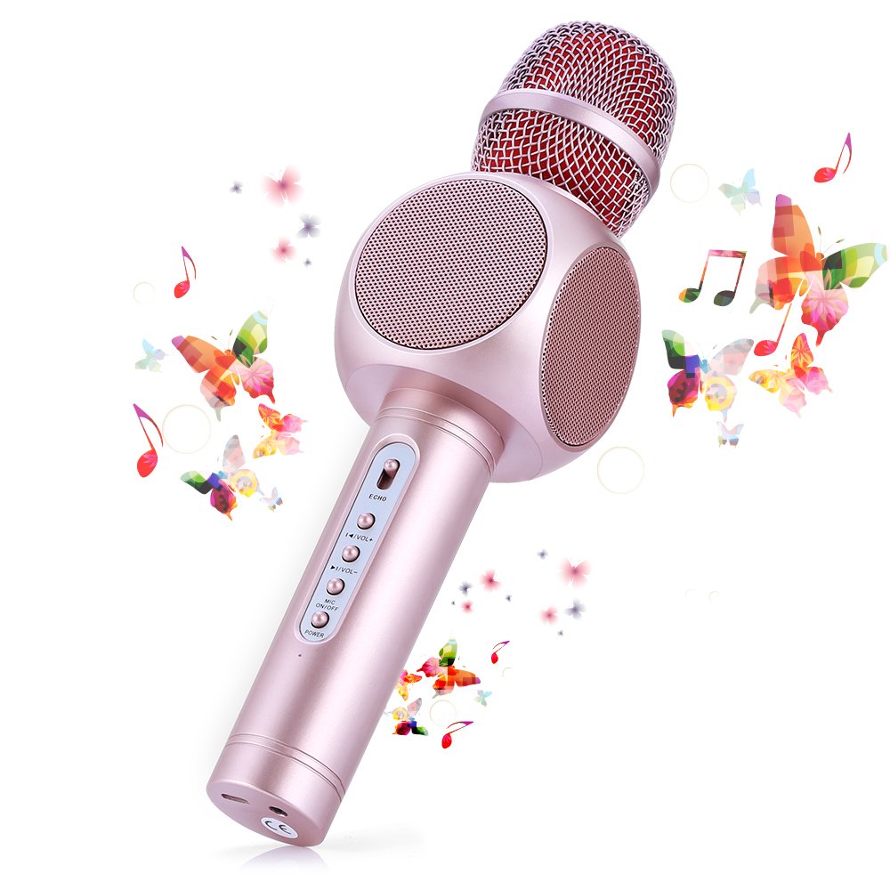 Micrófono Karaoke Bluetooth Fede con 2 Altavoces Incorporados, Microfono Inalámbrico Karaoke Portátil para Cantar, Función de Eco, Compatible con Android/iOS, PC o Teléfono Inteligente