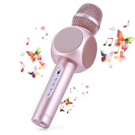 Drahtlose Bluetooth Karaoke Mikrofon, Fede 3-in-1 portables drahtloses Karaoke System mit zwei eingebauten Lautsprechern, für