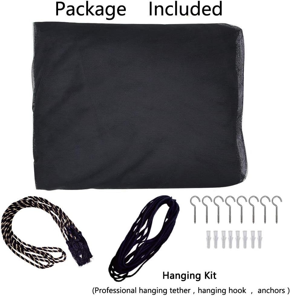 Mosquito NET for Bed Canopy, Four Corner Post Curtains Bed Canopy Elegant Mosquito Net Set, Stick Hook &Profession Rope for net, Screen Netting Canopy Curtains, Full/Queen/King/Black: Home & Kitchen