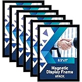 AceShow Magnetic Sign Holder - 8.5×11" Wall Mounted Self-Adhesive Magnetic Paper Holder,Transparent Wall Display Frame with Black Edge,Suitable for Office, Store, Mall, Home (6pack)