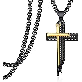 Zoxuxiwu Cross Necklace for Men 925 Sterling Silver Black Cross Necklace Religious Protection Jewelry Gifts for Men