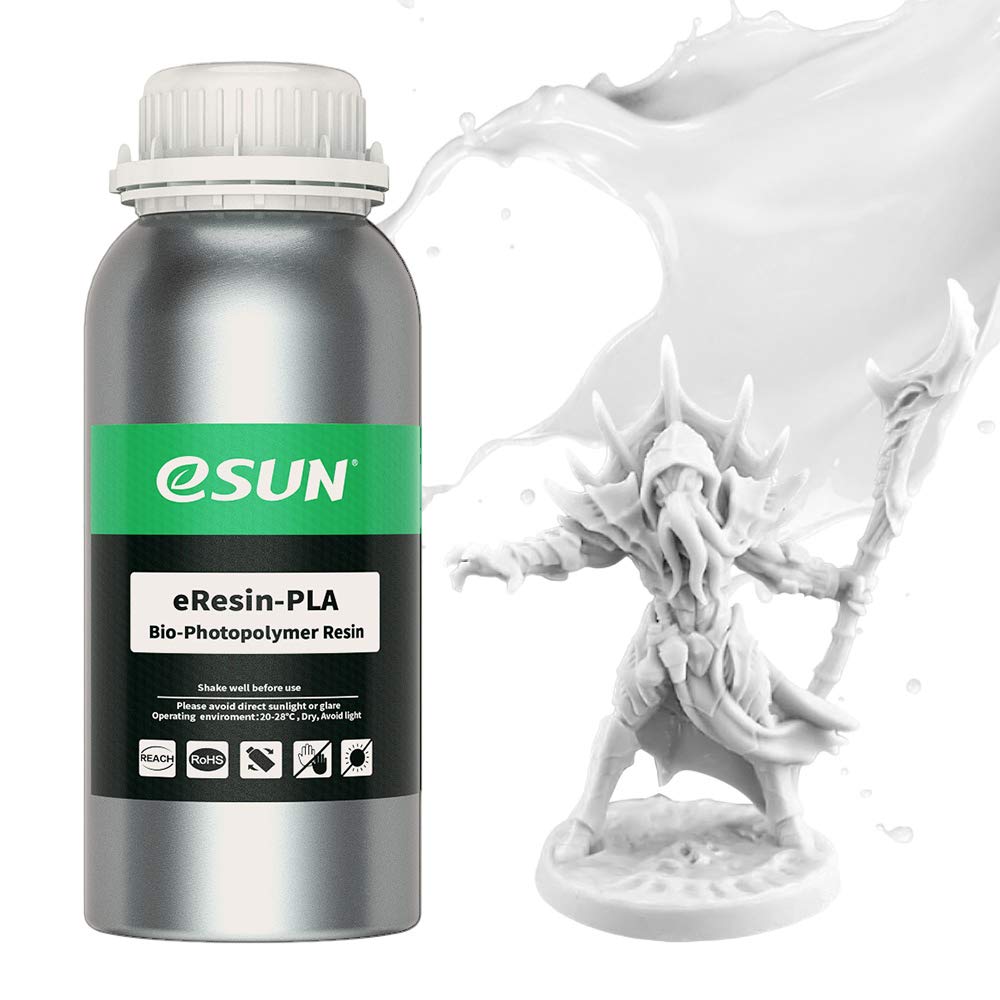 eSUN 405nm LCD 3D Printer Rapid Resin UV Curing Resin PLA Plant-Based Rapid Resin Biodegradable Resin Photopolymer Resin for Photon UV Curing LCD 3D Printer, 500g White
