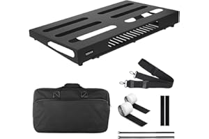 SOYAN 22" x 12.5" Guitar Pedal Board with Power Supply Tray, Carry Bag & Mounting Tapes Included (Black, SPB-22S)