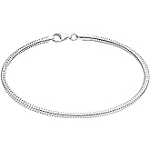 Savlano 925 Sterling Silver Solid Italian Round Diamond Cut Flexible Snake Chain Bracelet With Gift Box For Women & Men - Made in Italy