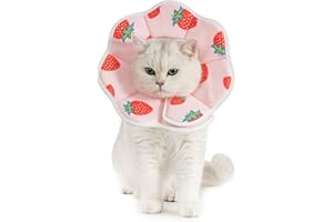 Avont Soft Cat Recovery Cone Collar, Adjustable Lightweight Kitten E-Collar for Small Dogs, Comfortable Neck Donut Stop Licking Scratching After Surgery -Strawberry(XS)