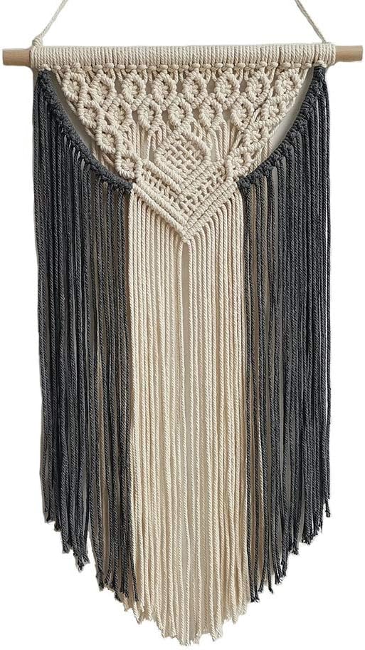 Achart Macrame Wall Hanging Tapestry Home Decor Wall Art Boho Chic Wall Hanging Bohemian Wall Tapestry Boho Woven Craftmanship Wall Pediments Wall Decor Handmade 13.8'' x 23.6'' (Grey)