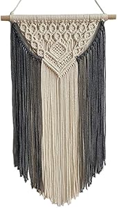 Achart Macrame Wall Hanging Tapestry Home Decor Wall Art Boho Chic Wall Hanging Bohemian Wall Tapestry Boho Woven Craftmanship Wall Pediments Wall Decor Handmade 13.8'' x 23.6'' (Grey)