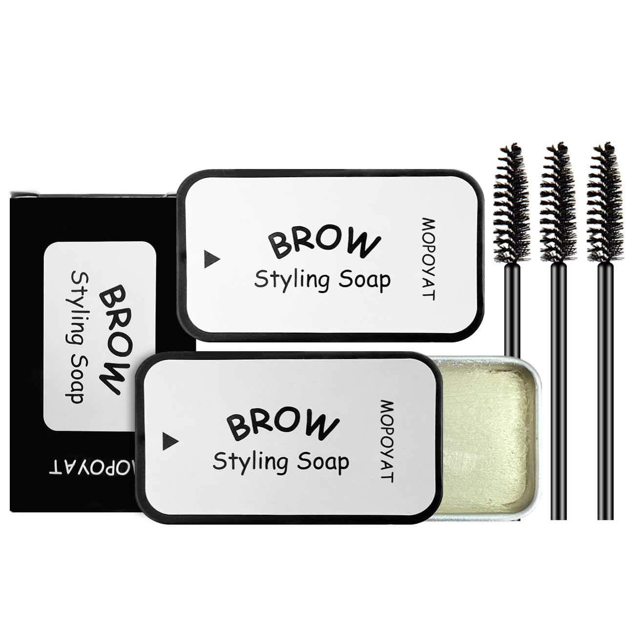 SmoBea 3PCS Eyebrow Soap Kit,Brows Styling Soap,Long Lasting Waterproof Smudge Proof Eyebrow Styling Pomade for Natural Brows, 3D Feathery Brows Makeup Balm