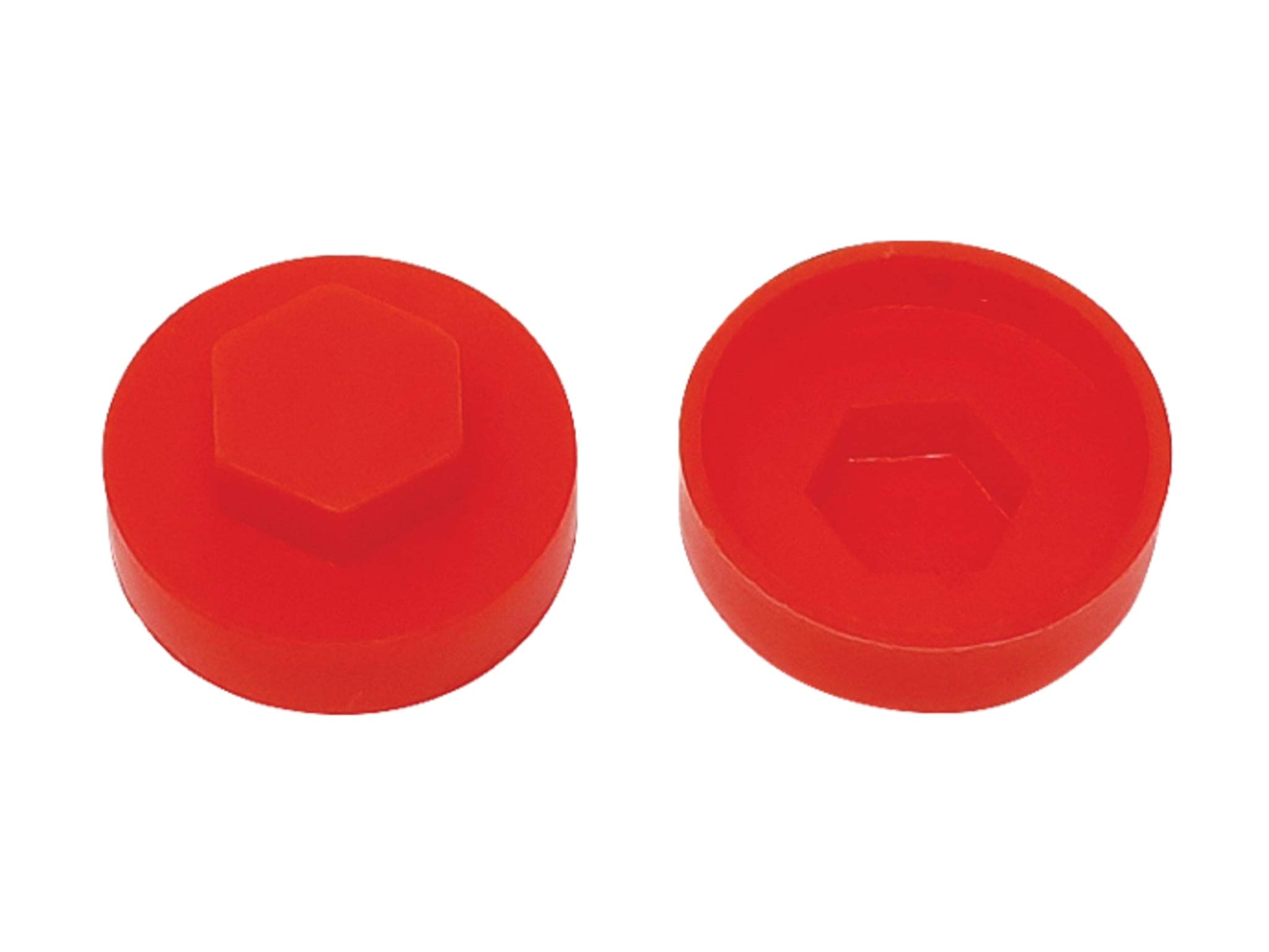 TechFast Roofing Screw Cover Caps | 16mm | Poppy Red - Plastic | Box 100