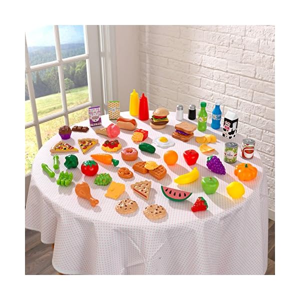 KidKraft 65-teiliges Spielzeug-Lebensmittel Spielset für Kinderküche, Spielküche Zubehör, Spielzeug für Kinder ab 3 Jahre, 63510 – Bild 6