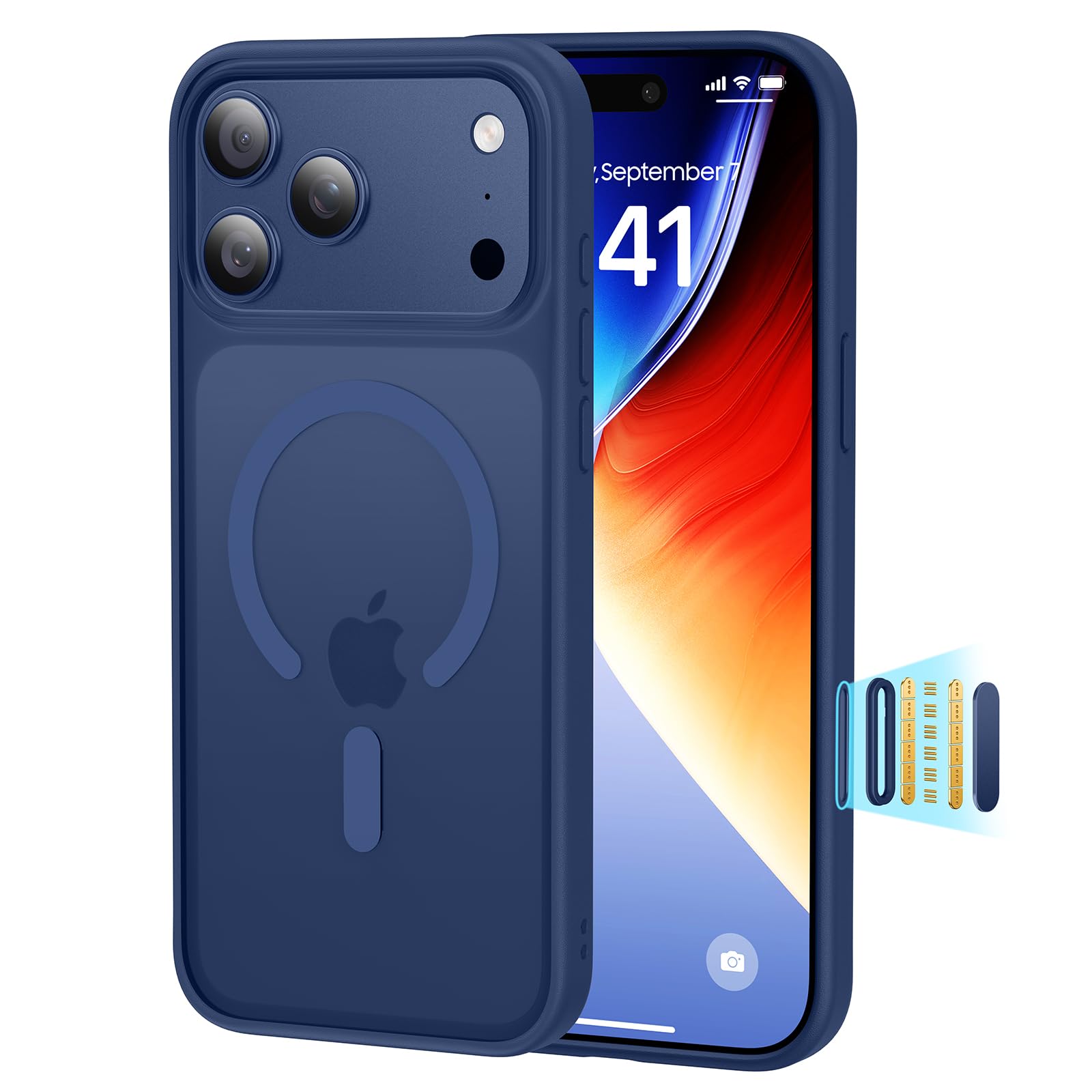 Photo 1 of Peerock Magnetic Shockproof for iPhone 17 Pro Case,[Fit for MagSafe] [Military-Grade Drop Tested] Magnetic Translucent Matte Back Bumper 17 Pro Case Anti-Fingerprint Anti-Scratch 6.3",Blue