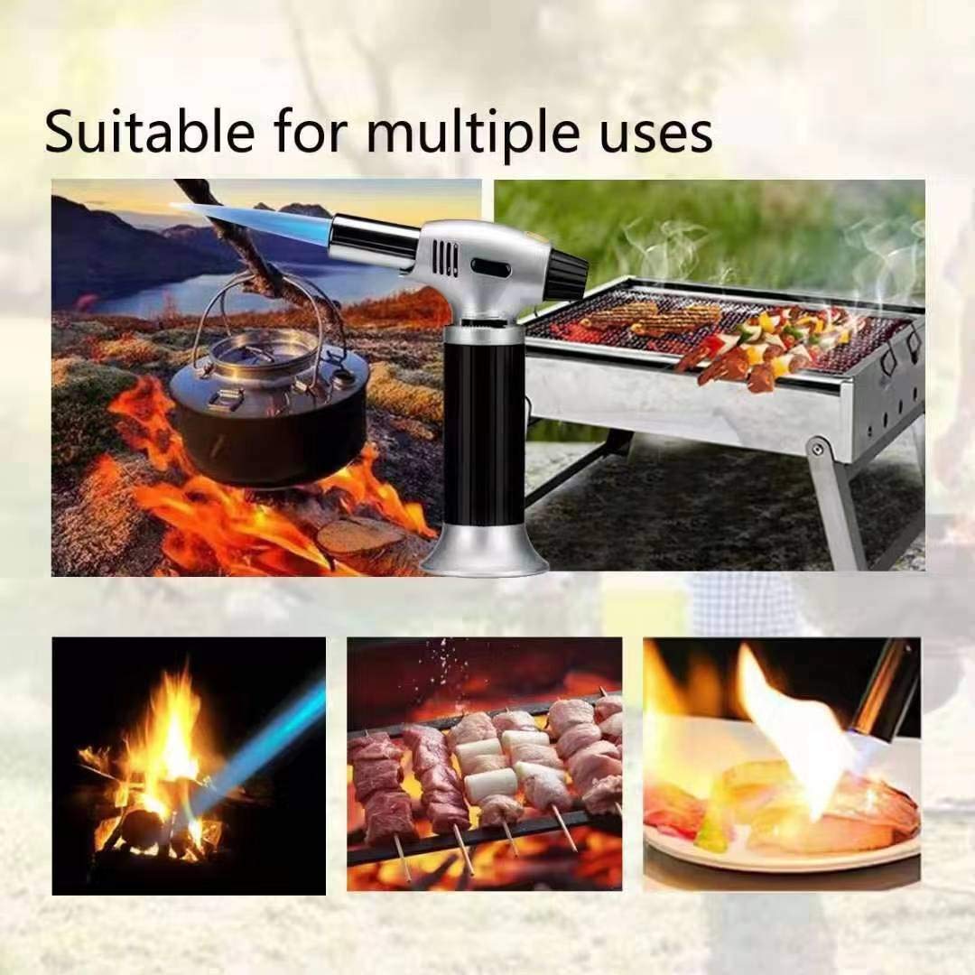 Blow Torch, Kitchen Blow Torch Lighter, Refillable Culinary Butane Torch with Safety Lock & Adjustable Flame for Creme Brulee, Meat, Seafood, Pastries, Desserts, Baking- (Butane Gas Not Included)
