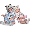 Minidiva Reborn Baby Dolls, 2pcs Boy and Girl Twins Full Body Soft Silicone Newborn Baby Lifelike Reborn Dolls Xmas Gift (19.69 x 5 x 3.15 inches)