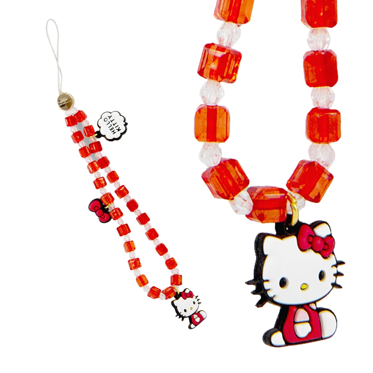 Photo 1 of Sonix x Sanrio Beaded Phone Charm | Beaded Wristlet, Universal Phone Strap, and Detachable Cell Phone Lanyard with Silicone Charms | Hello Kitty