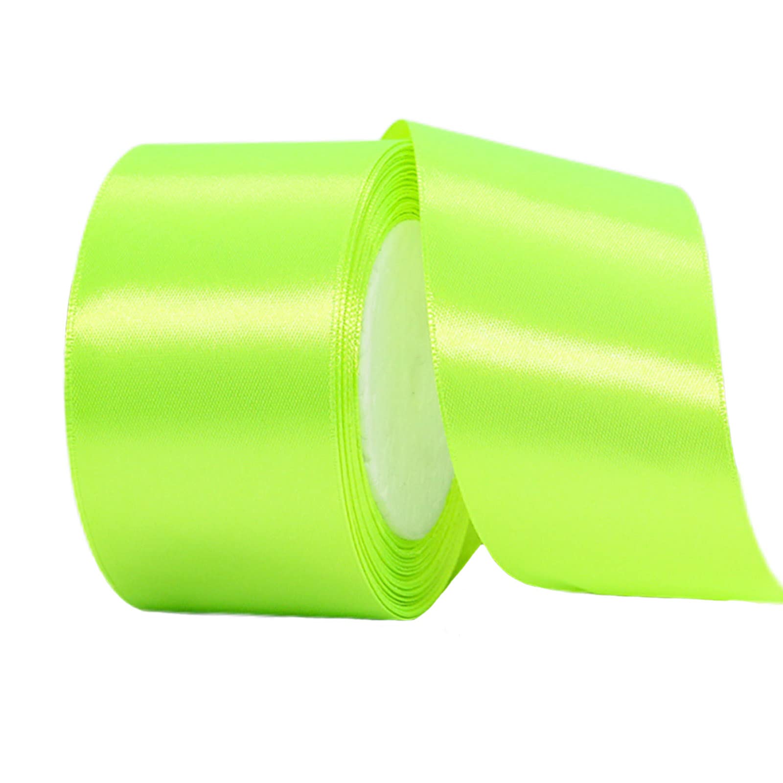 Thick Bright Green Ribbon 50mm for Gift Wrapping 22M, Double Sided 50mm Wide Bright Green Satin Ribbon for Crafting Cake Ribbon,Hair Bow Ribbon,Bouquets,Christmas Decoration,Wedding Car Ribbon