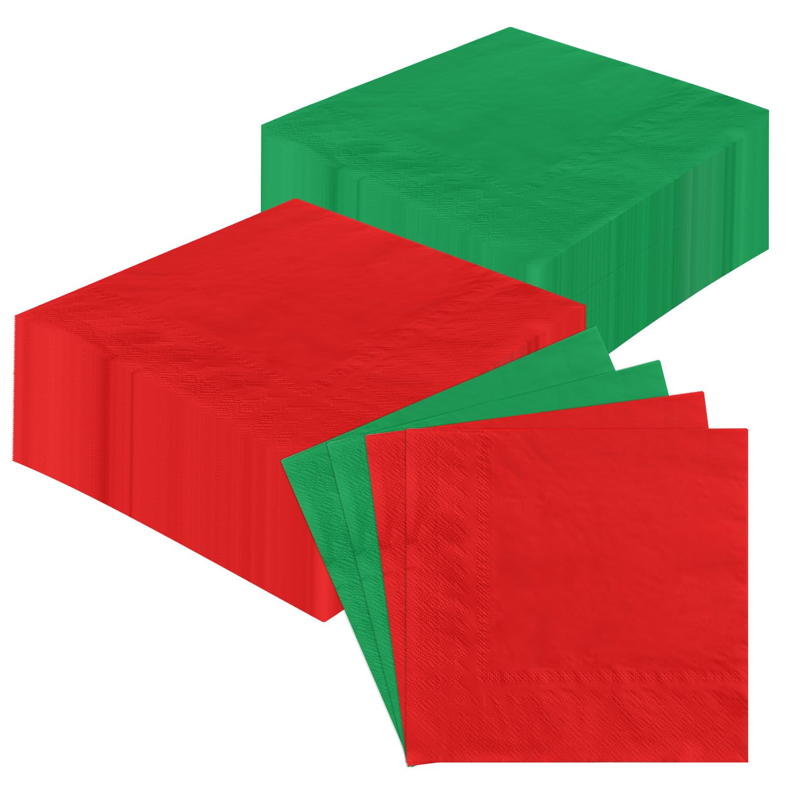 Photo 1 of 100 Pcs Christmas Paper Cocktail Napkins Red and Green Napkins Disposable Absorbent Hand Towels Guest Solid Color Napkin for Christmas Holiday Luncheon Bathroom Kitchen Xmas Party Decorations Supplies