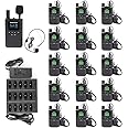 AGJ Wireless Tour Guide System, Tour Guide Headsets, Tour Guide Microphone 1 Transmitter 15 Receivers 1 Charger Simultaneous Interpretation System Court Church Translation System for Training Teaching