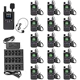 AGJ Wireless Tour Guide System, Tour Guide Headsets, Tour Guide Microphone 1 Transmitter 15 Receivers 1 Charger Simultaneous Interpretation System Court Church Translation System for Training Teaching