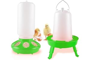 Yharnamite Chick Feeder and Waterer Kit, Baby Chicken Supplies, 1L Chick Feeder and 1.5L Waterer, Height-Adjustable Poultry W