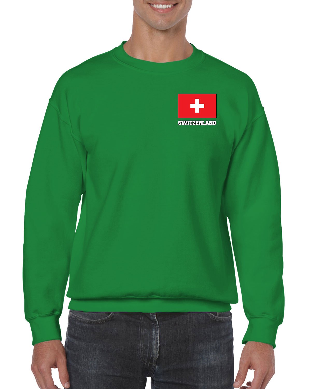  Apparel Switzerland Chest Flag Crewneck Sweater Shirts