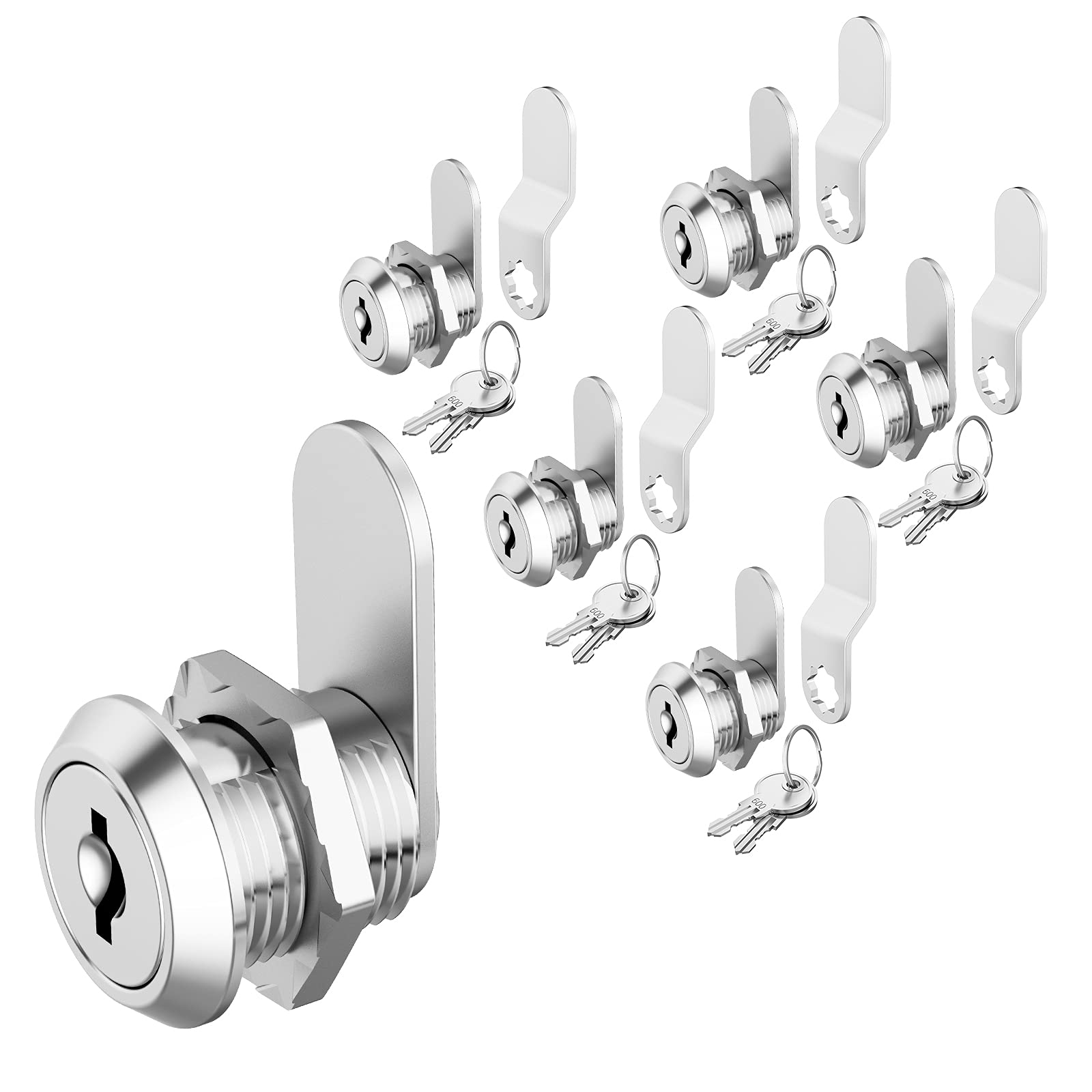 5 Pack Cabinet Cam Locks Keyed Alike, 5/8" Cabinet Lock with Key, Rv Locks for Storage Door Secure Files Drawer Toolbox Mailbox RV Camper Door, Zinc Alloy