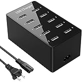 Multiple USB Charger, 10 Port USB Charging Station, Charging Station for Multiple Devices, Charger Block for iPhone 13/14/15/16/Samsung S24/S25 Ultra/Google/iPad/iPod