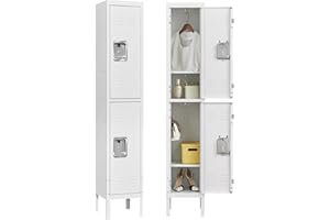 Fesbos 66.1" Metal Lockers for Employees White Steel Storage Locker with 2 Doors for Office School Gym Metal Storage Cabinets for Home, Office, Gym, School