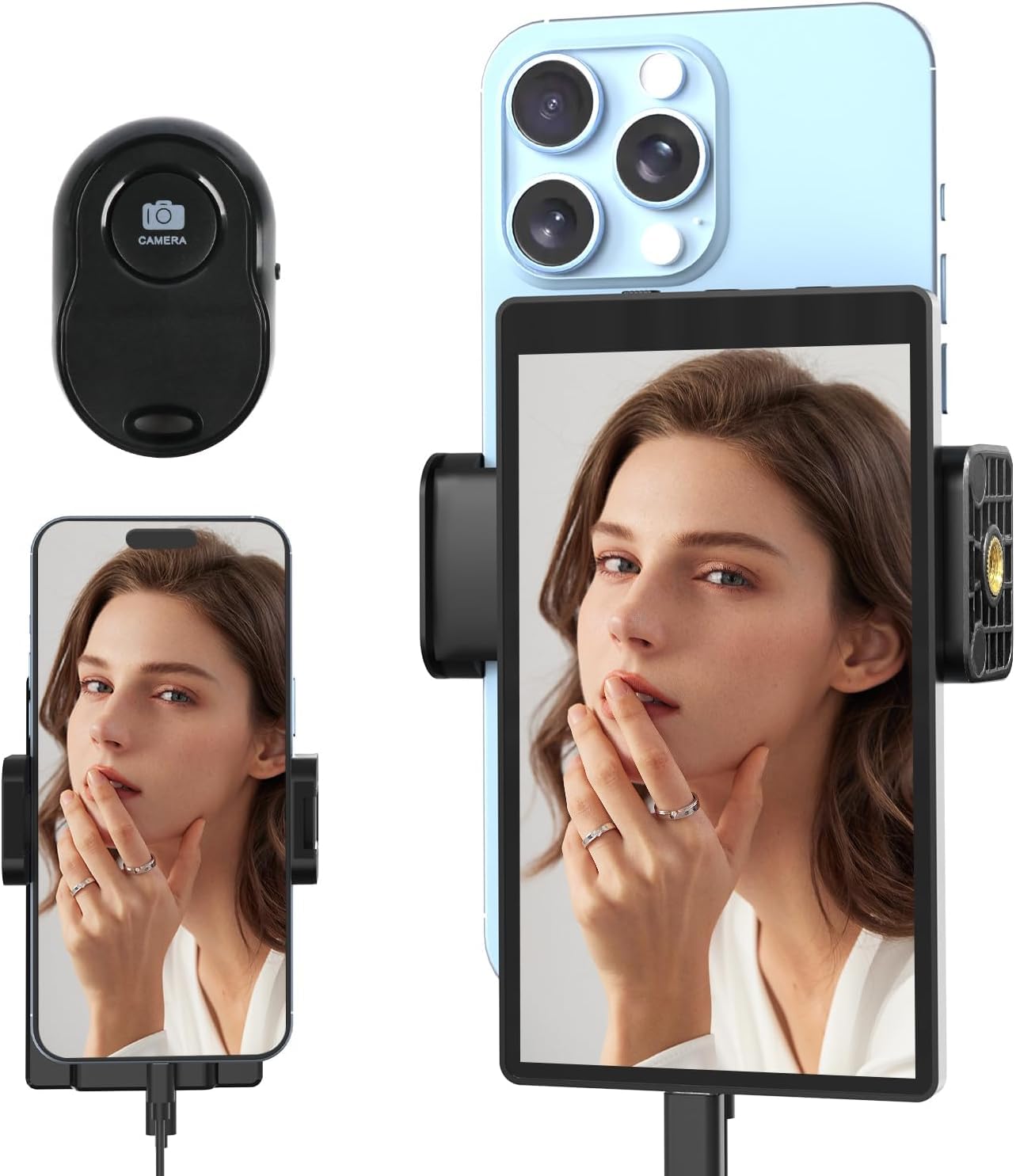Photo 1 of 5'' Vlog Selfie Monitor Screen, Phone Back Camera Monitor for iPhone & Android with Remote Control, Strong Magnetic Phone Clip, Low Latency, Easy Connect for Content Creation Live Streaming