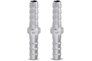 MAACFLOW MAACFLOW Stainless Steel 1/4" Hose ID Barb Fitting Splicer Repair Union Mender (Barb OD 0.29") (Pack of 2)