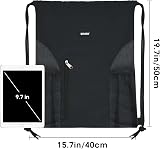 WANDF Drawstring Backpack Sports Gym Sackpack with Mesh Pockets Black view 5
