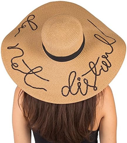 The Chic Soul Womens Sequin Straw Floppy Sun Hat (Tan Do Not Disturb)