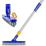ITTAHO 2 Pack Grout Brush with Long Handle, Swivel Cleaning Grout Line Scrubber - Extendable Durable Handle Grout Cleaner Bru