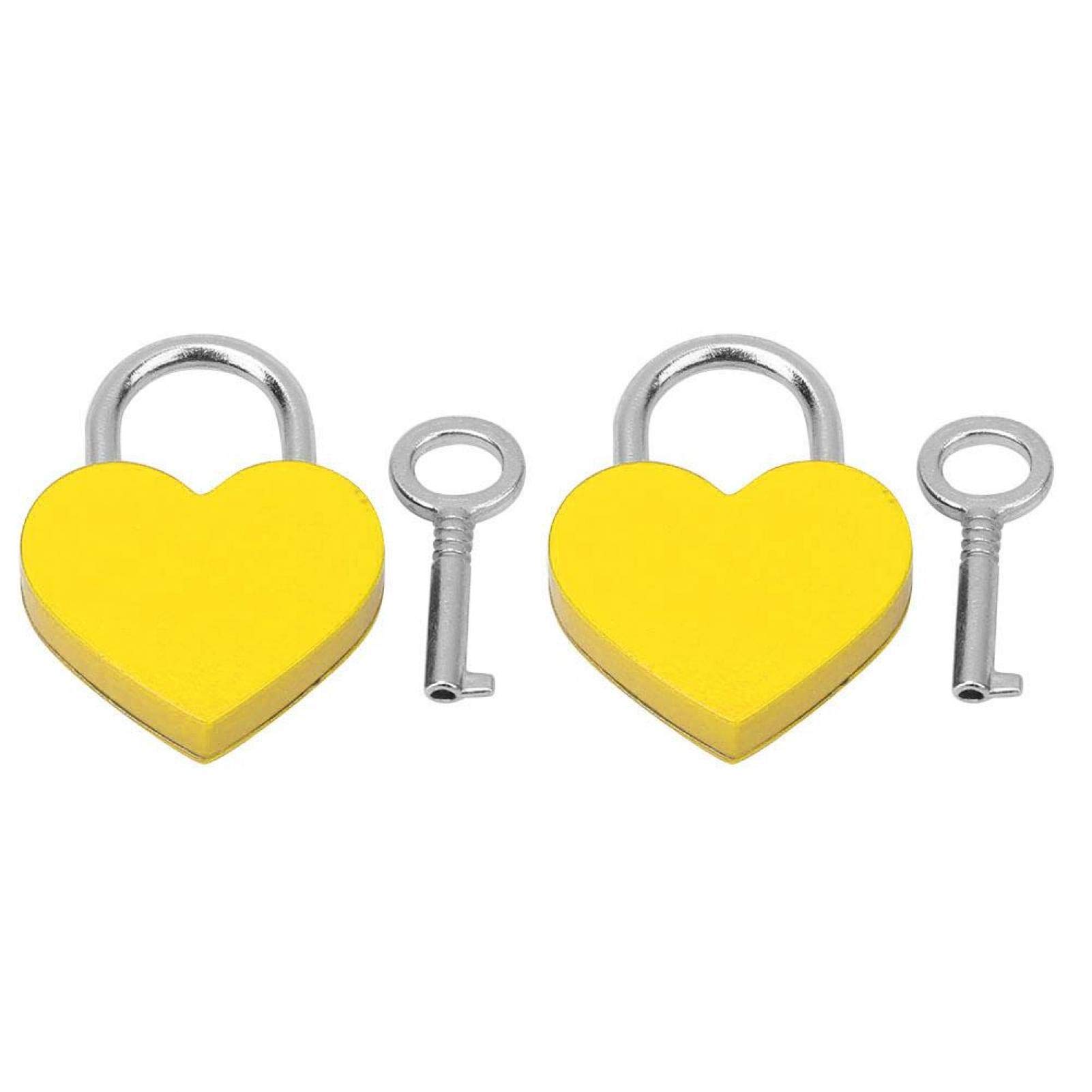 2Pcs Small Padlocks with Keys, Coloured Metal Padlocks Heart Shaped Locks for Luggage, Lockers, Toolboxes, Cupboards, & Sports Bags